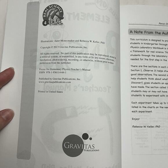 Focus On Elementary Physics Teachers Manual By Rebecca W Keller Paperback Book - Picture 3 of 6